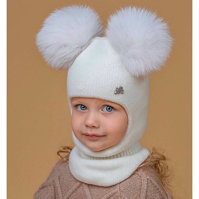 Шапка-шлем с 2 помпонами размер 48-50 Наследникъ НВ5020-ЭК 1